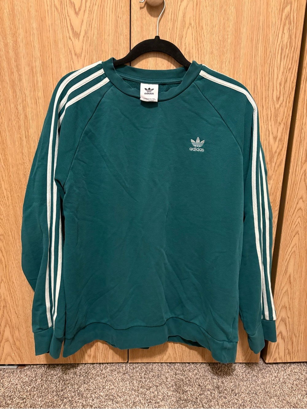 adidas Teal Crewneck Sweatshirt with White Three Stripes